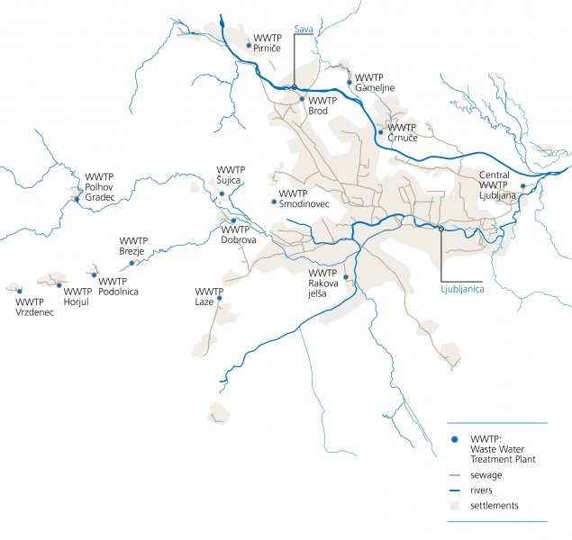 Sewage systems in Ljubljana and its surroundings managed by JP VOKA SNAGA