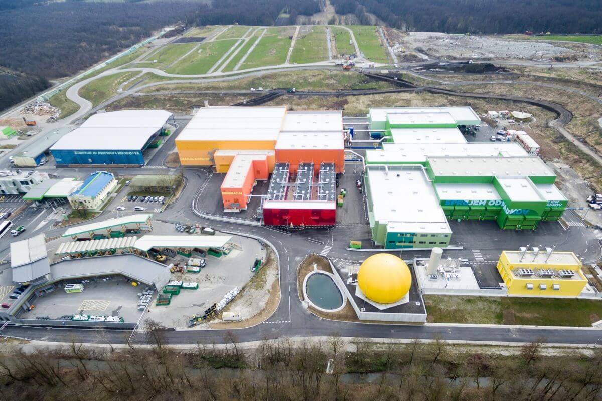 Mixed waste travels via the green and blue parts of the plant.