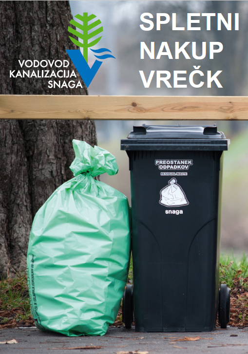 Na fotografiji so zabojniki za odpadke in tipizirana vrečka za mešane komunalne odpadke.